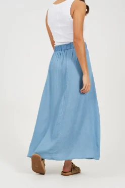 Falda midi con cintura el&aacute;stica