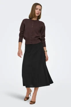 Falda midi de lino