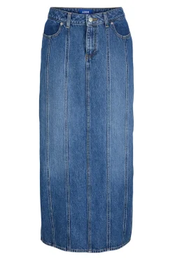Falda midi denim recortes