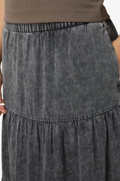 Falda midi panelada washed