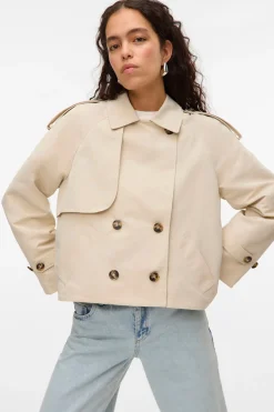 Gabardina corta cuello de solapa