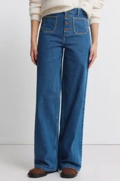 Jeans super wide bolsillos plastr&oacute;n