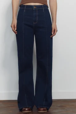 Jeans wide leg tiro alto