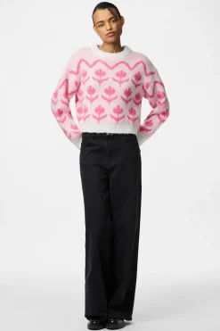 Jersey estampado floral cuello redondo