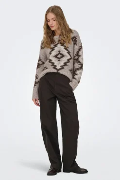Jersey jacquard cuello redondo