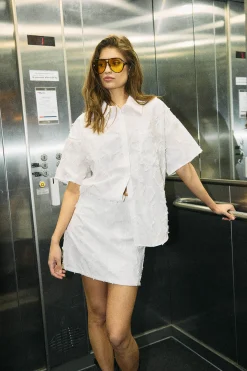 Minifalda blanca textura
