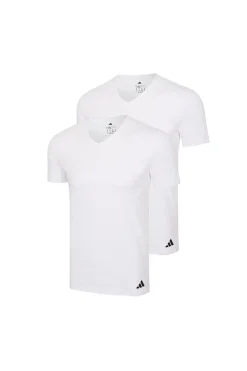 Pack de 2 camisetas de cuello pico de algod&oacute;n el&aacute;stico para hombre