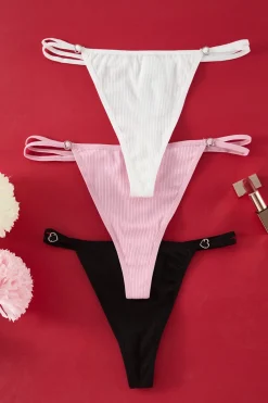 Pack de 3 tangas canalé detalle corazón