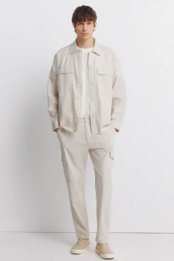 Pantalón cargo lino slim fit