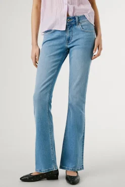 Pantal&oacute;n denim flare tiro bajo Pimlico
