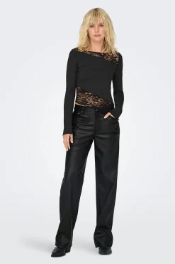 Pantal&oacute;n de polipiel wide leg