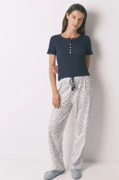 Pantal&oacute;n largo algod&oacute;n estampado floral