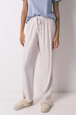 Pantal&oacute;n largo franela print rayas multicolor