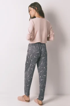 Pantal&oacute;n largo punto c&aacute;lido suave estrellas grises