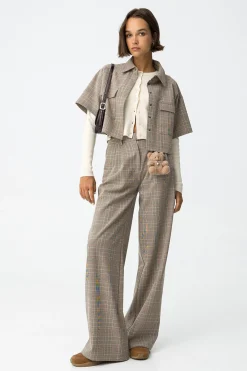 Pantalones Pierna Ancha con Pliegues
