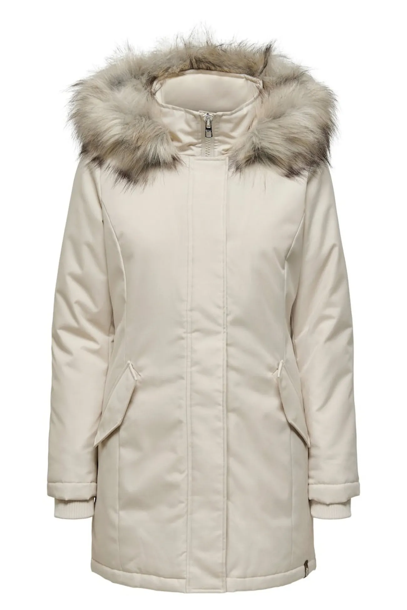 Parka con capucha con pelo