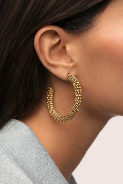 Pendientes Aro Disco Acero Ba&ntilde;o Oro