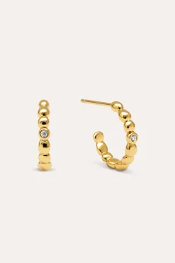 Pendientes Aro Pebble Spark Ba&ntilde;o Oro