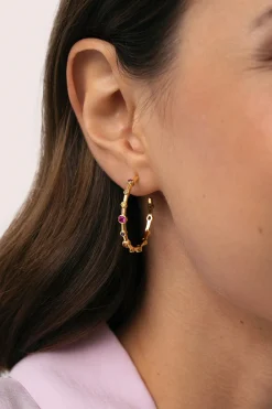 Pendientes Aro Rainbow Bubbles L Ba&ntilde;o Oro
