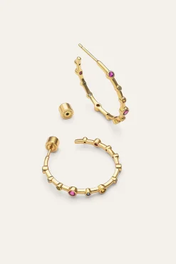 Pendientes Aro Rainbow Bubbles L Ba&ntilde;o Oro