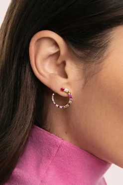 Pendientes Circle Estellar Ba&ntilde;o Oro