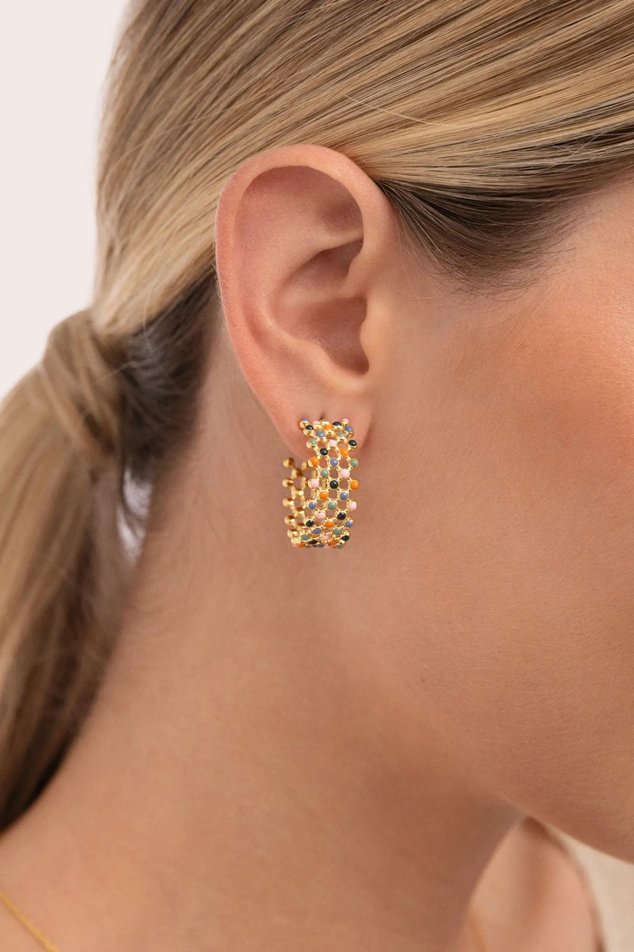 Pendientes Mini Bomb Enamel Oro
