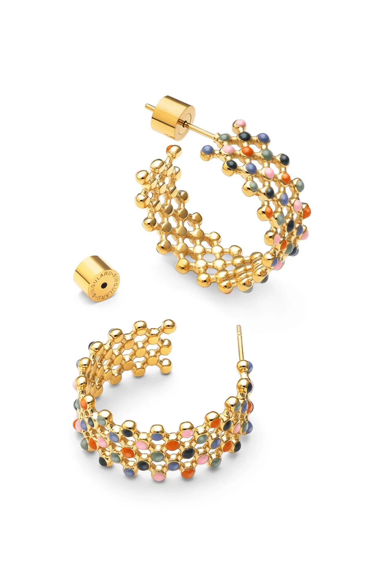 Pendientes Mini Bomb Enamel Oro