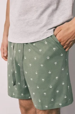 Pijama corto hombre algod&oacute;n estampado palmeras
