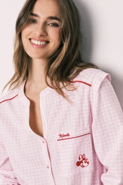 Pijama largo algod&oacute;n cuello mao Minnie
