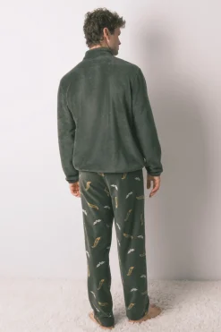 Pijama largo hombre polar verde Hotwheels
