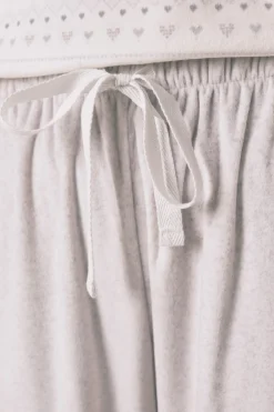 Pijama largo polar suave cenefas gris