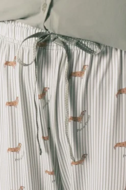 Pijama largo punto suave verde estampado perritos