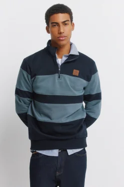 Sudadera cuello camionero bloques color