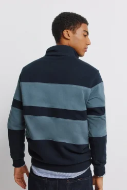 Sudadera cuello camionero bloques color