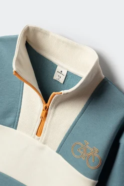 Sudadera cuello subido a rayas ni&ntilde;o