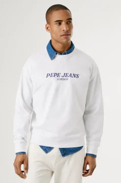Sudadera de cuello redondo con logo frontal y estampado trasero.