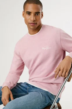 Sudadera lavada con logo peque&ntilde;o frontal y logo grande en la espalda.