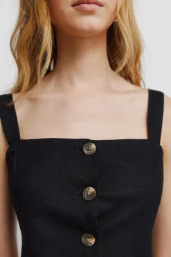 Top chaleco lino negro