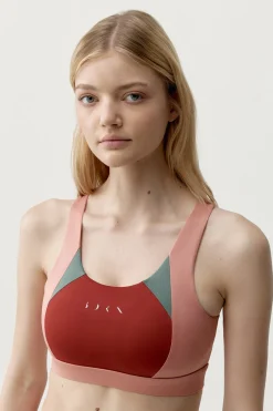 Top deportivo Darana rojo coral/verde