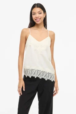 Top lencero satinado con encaje