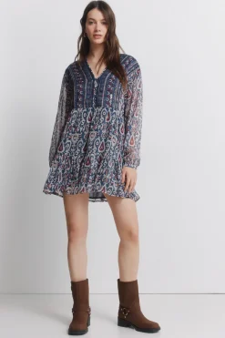 Vestido corto gasa lentejuelas