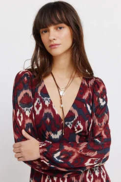 Vestido estampado manga larga