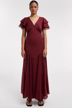 Vestido largo cuello pico