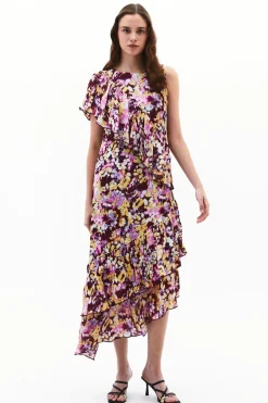 Vestido midi asim&eacute;trico