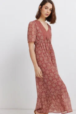 Vestido midi cenefa escote