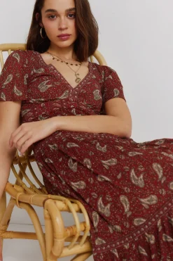 Vestido midi estampado cenefas