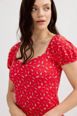 Vestido midi manga corta