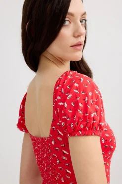 Vestido midi manga corta