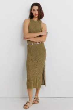 Vestido midi pointelle