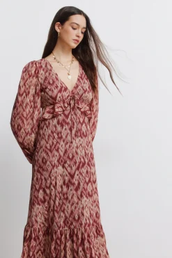 Vestido midi volante cintura